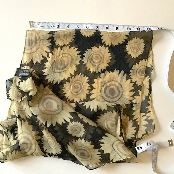 Set: Olive Green wool hat & silk scarf, multi-colored rectangle floral pattern main image 5